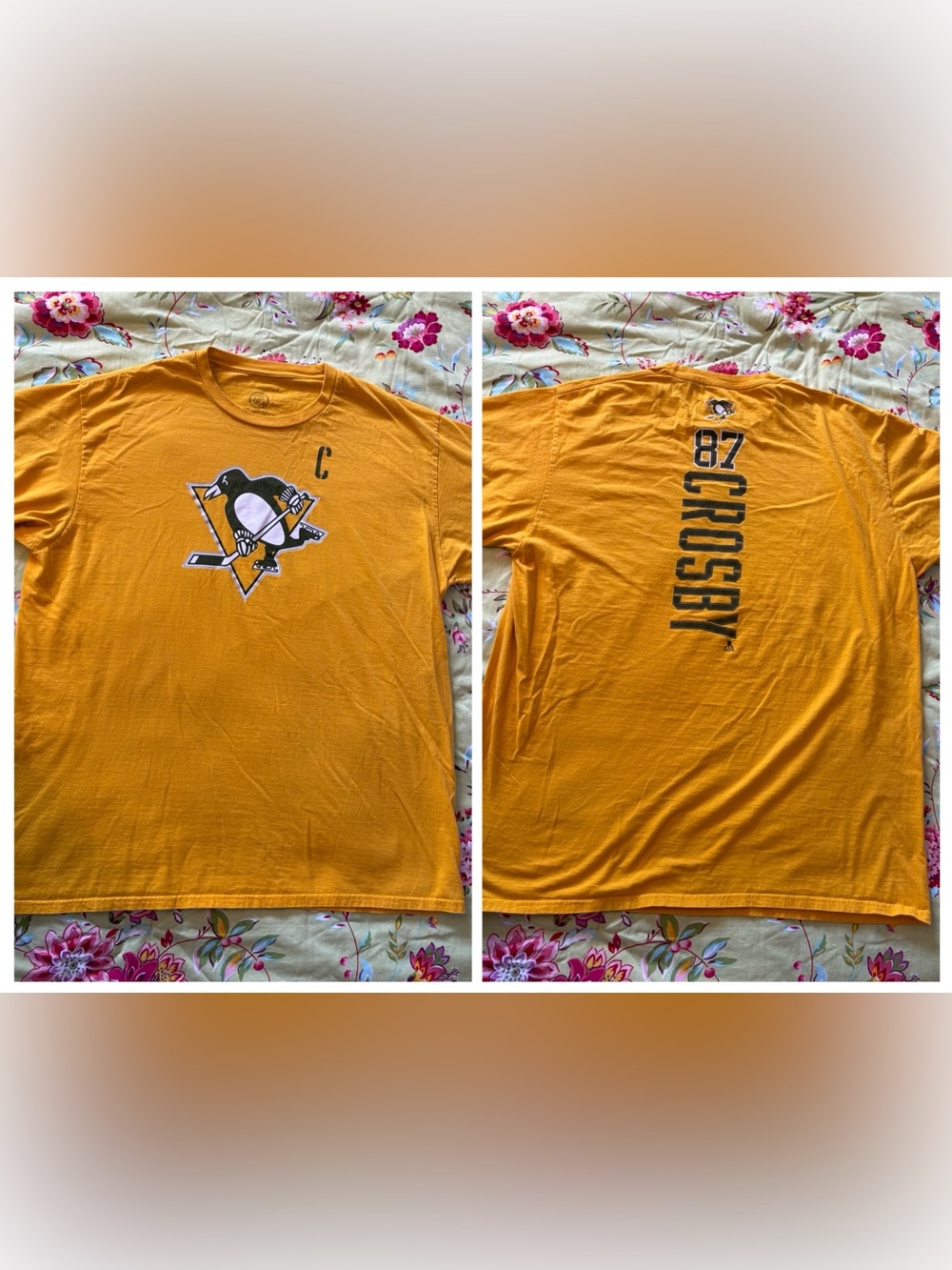 Pittsburgh Penguins x Fanatics x Sidney Crosby #87 gold jersey tee XL 29x23 GUC